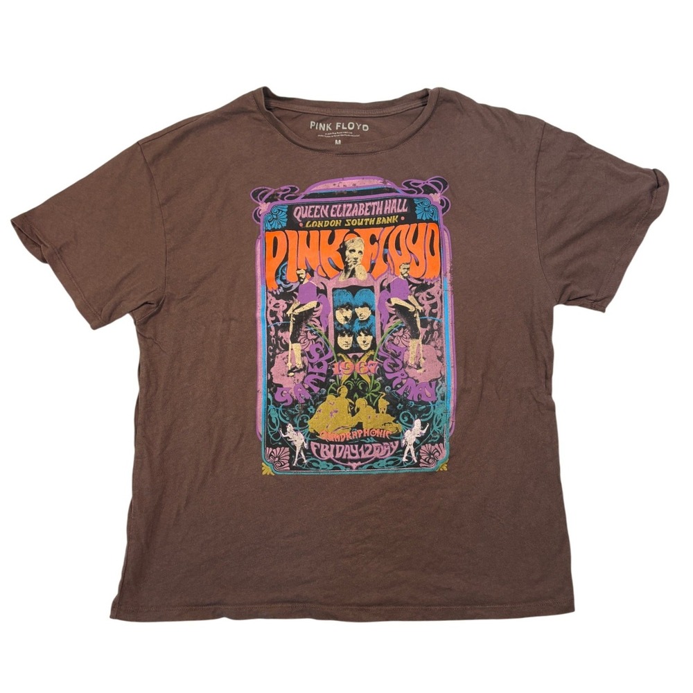 Pink Floyd London 1967 Concert Poster Graphic T-Shirt Brown Mens Medium
